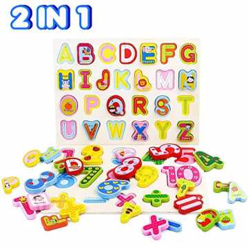 Greenheimben und Zahlen   Holzprodukt in Alphabet Buchstaben und Zahl..  Anzahl Puzzle Buchstaben Spielzeug Montessori Spielzeug 26 ABC Lernen 1-10 Z... nachhaltig