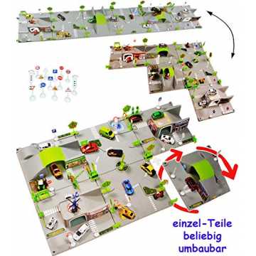 GreenheimKunststoff Spielmatte mit Straßen ___ Spielset mit Abfahrtss.. e.de GmbH Set: XXL 3-D Spielmatte -  Straße UMBAUBAR  - 6 Teile mit Brücke - ... nachhaltig