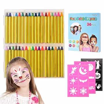 ichtsfarben Kinder Face Paint Schminke Für Kinder 36 Jumbo Wachsmalstifte Für Gesicht Und Körper, 12 Metall... nachhaltig