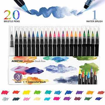 GreenheimSet enthält 20 Aquarellstifte verschiedene Farben von warm b.. Set Pinselstifte,AOBETAK 20 Aquarellstifte + 1 Wasserpinsel,Weiche und Flexible Nylonspitze,Kalligraphie-St... nachhaltig