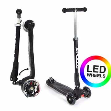 GreenheimLED - mit eloxierte Lenkstange von Apollo sorgt für strahlen.. -Scooter Kids Whiz LED Roller für Kinder ab 3 Jahren, Kinderroller, Kickboard, Tretroller nachhaltig