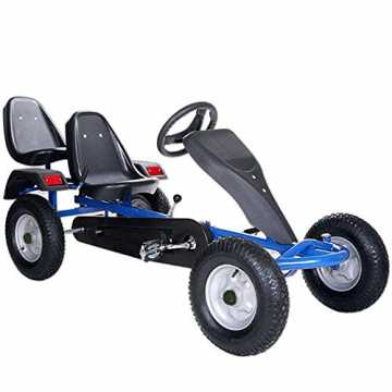-Sitzer Gokart mit Schalensitz, Luftreifen, Stahlfelgen & Freilauf | blau | K... nachhaltig