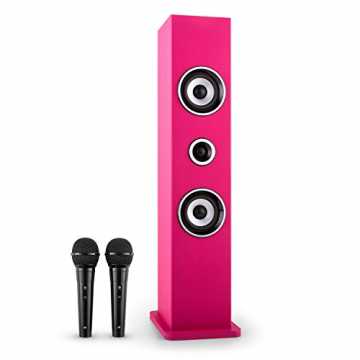 auna Karaboom - Karaoke Anlage, Karaoke Player, Karaoke Set, Turmlautsprecher, Zwei Bre...