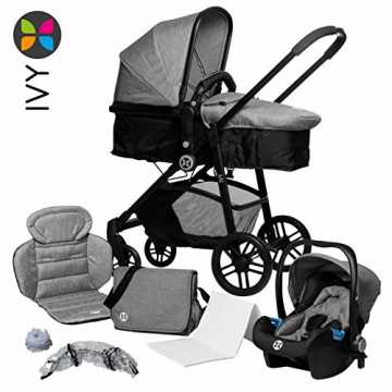 GreenheimBedarf fixiert werden, so ist der IVY für die Stadt, aber au.. rwagen 3 in 1, Kinderwagen-Set inkl. Wanne und Babyschale (Auto), Babyblume IVY, melange nachhaltig
