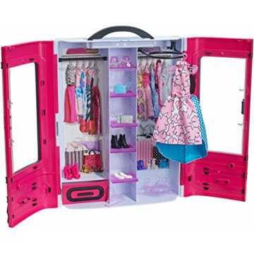 Barbie DMT57 - Kleiderschrank, Puppen Zubehör mit Kleidung und Accessoires, Mädchen Spielzeug ab 3 Jahren