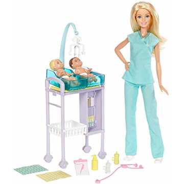 Barbie DVG10 Kinderärztin Puppe (blond) und Spielset