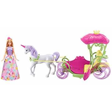 Barbie DYX31 - Dreamtopia Prinzessin, Einhorn und Kutsche, Puppen Spielset mit Zubehör, Mädchen Spielzeug ab 3 Jahren Barbie DYX31 - Dreamtopia Prinzessin, Einhorn und Kutsche, Puppen Spielset mit Zubehör, Mädchen Spielzeug ab 3 Jahren