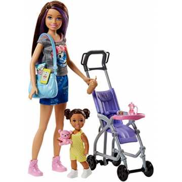 Barbie FJB00 Skipper Babysitters Puppen und Kinderwagen Spielset, Multi-Colour