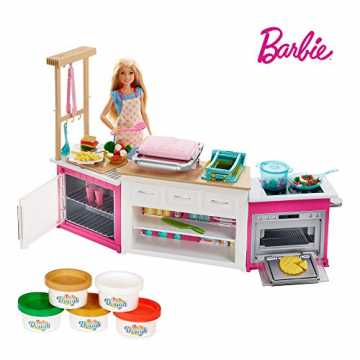 Barbie FRH73 - Cooking und Baking Deluxe Küche Spielset und Puppe, mit Zubehör und Spielknete, Mädchen Spielzeug ab 4...