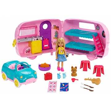 Barbie FXG90 - Chelsea Camper und Puppe Spielset, Puppen Spielzeug ab 3 Jahren