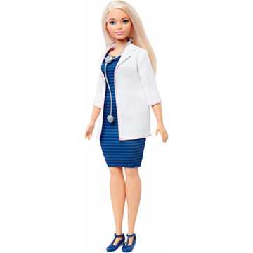 00 - Kurvige Barbie Ärztin-Puppe mit Stethoskop und blondem Haar nachhaltig
