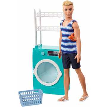 Greenheimdie Hausarbeit Spaß. Die tollen Funktionen bringen Kinder au.. 52 - Ken Puppe und Waschmaschine Spielset mit Schleuderfunktion und Zubehör, Puppenzubehör ab 3 Jahren nachhaltig