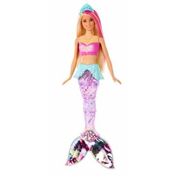 Barbie GFL82 - Dreamtopia Glitzerlicht Meerjungfrau mit blonden Haaren, Flosse mit Schwimmbewegungen und Licht, Spiel...
