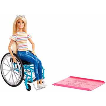 Barbie GGL22 - Rollstuhl und Puppe blond gelenkig, Puppen und Spielzeug ab 3 Jahren