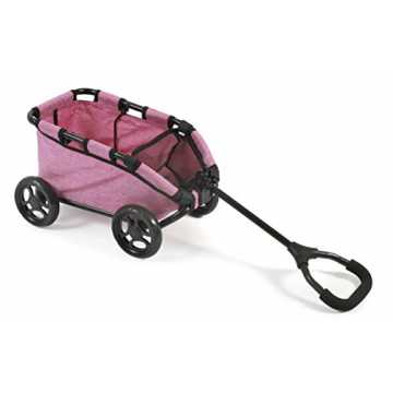 Greenheimbestange des Ziehwagens mit maximaler Höhe von 59 cmBequemer..  2000 660 70 - Ziehwagen Skipper, Handwagen für Puppen oder Teddybären, Jeans Pink nachhaltig