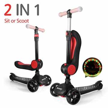 besrey 2-in-1 Kinderscooter, Kinder Roller, Kleinkinder Scooter. Mit klappbarem Sitz, verstellbarem Lenker und LED-Rä... besrey 2-in-1 Kinderscooter, Kinder Roller, Kleinkinder Scooter. Mit klappbarem Sitz, verstellbarem Lenker und LED-Rä...