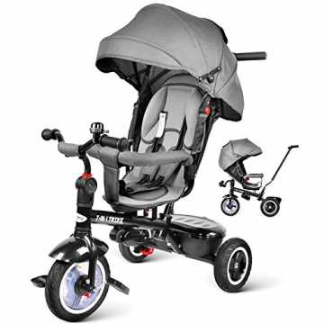 Greenheimn wie Kinderwagen, Lauflernhilfen, Lenk-dreirad und normaler.. irad 7-in-1 Kinder Fahrrad mit 360° Drehsitz + Luftkammerrad + Liegefunktion ab 9 Monate bis 6 Jahre + Rege... nachhaltig