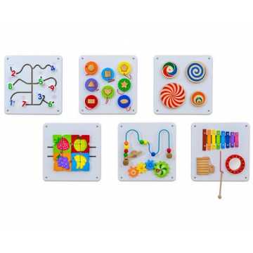 GreenheimG FÜR KINDERGARTEN UND KITA: Mehrere Kinder können gleichzei.. 6307 - Wandspiel Motorik-Spielzeug aus Holz - 6er-Set Wandelemente Wand-Spiel... nachhaltig
