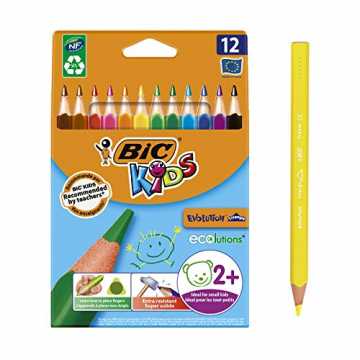 Bic Kids ECOlutions Evolution Buntstifte - Dreikant Farbstifte für Kinder ab 2 Jahren - Ergonomisch - Fördert richtig...