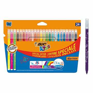 asermaler Kid Couleur - auswaschbare Filzstifte - 1 x 24 bunte Kinder Filzstifte - inkl. 4 Neonfarben - Ab ... nachhaltig