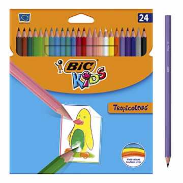 BIC Kids Tropicolors Kinder Stifte - Buntstifte Set für Kinder ab 5 Jahren mit bruchsicherer Mine & ohne Holz - 24 St...