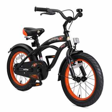 inderfahrrad für Jungen ab 4-5 Jahre | 16 Zoll Kinderrad Cruiser | Fahrrad für Kinder Schwarz (matt) | Risi... nachhaltig