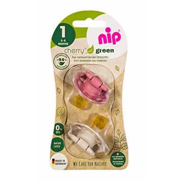 Greenheimem Knopf zur Vermeidung von Druckstellen in Bauch- und Seite.. "Green" Schnuller Gr.1 0-6 Monate (pink/erdig) nachhaltig