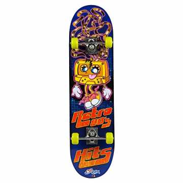 Skateboard aus Holz, Größe 79 x 20 cm, mit Aluminium Achse und Rollen PVC 50 x 30 mm Retro-80er-Jahre nachhaltig