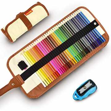 Greenheimelüfteten Bedingungen, kann etwas Geruch haben. Bitte vor de..  Set, 36 Brillanten Farben Bleistift Set mit Rollbaren Canvas Tasche für Kinder & Erwachsene (Khaki) nachhaltig