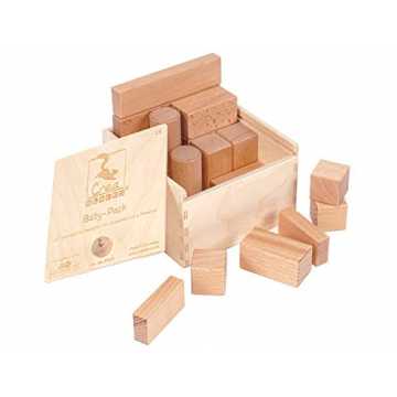 Greenheimll für Kleinkinder ab 6 Monate besteht aus folgenden Holzbau.. ine Baby-Pack unbehandelte Bauklötze für Kleinkinder ab 6 Monaten Made in Ger... nachhaltig
