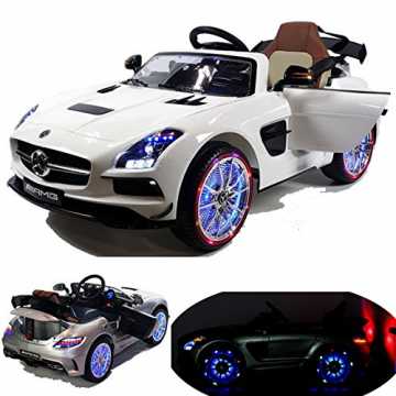 enz SLS AMG viele LED Effekte Soft Start Kinderauto Kinderfahrzeug Kinder Elektroauto -Weiss- nachhaltig