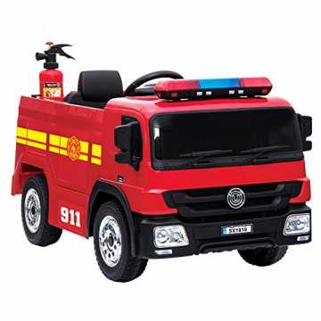 crooza NEUHEIT - Feuerwehr Kinderauto Feuerwehrauto Firetruck Kinderfahrzeug Kinder Elektroauto inkl. Feuerwehrmann A...