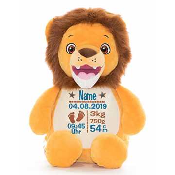 offtier Teddy Bär, Einhorn, Rentier, Hase, Giraffe, Tiger, Elefant Geschenk mit Namen und Geburtsdatum pers... nachhaltig