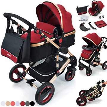 bimo 3 in 1 Kinderwagen - Kombikinderwagen Riesenset 14-Teilig incl. Babywanne & Buggy & Auto-Babyschale - ... nachhaltig