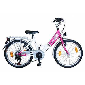 Greenheim -BELEUCHTUNG: STVO, dynamobetriebenes Vorderlicht und Rückl.. erfahrrad 20 Zoll Mädchenfahrrad 6 Gang Shimano Schaltung StVZO tauglich Rosa nachhaltig