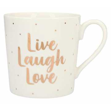 Greenheimund goldener Aufschrift: Live Love LaughIn hübschem grauen G.. 909.015 Tasse mit Henkel, aus Porzellan, 300 ml, mit Aufschrift, Live Love La... nachhaltig