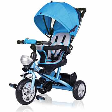 nderdreirad Blau 5-Punkte Gurt abnehmbares Dach Kinderwagen Fahrrad Kinder Buggy nachhaltig