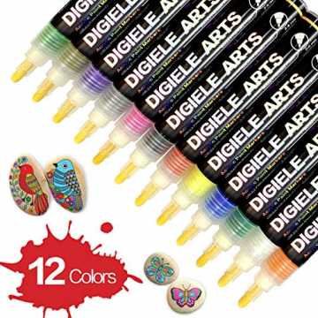 GreenheimNIEßEN SIE DIE SCHÖNHEIT DES MALVORGANGS - DIE  eine Bemalen Stifte Set, 12 Farben Wasserfeste Permanent Acrylstifte Marker, Kinder DIY Stift Art für Stein... nachhaltig