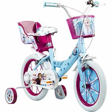 Greenheimell: Frozen 2 Farbe: hellblau/weiß/pink Gänge: 1 Laufradgröß.. derfahrrad 14 Zoll Mädchenfahrrad Frozen ab 3,5 Jahre Kinder Fahrrad nachhaltig