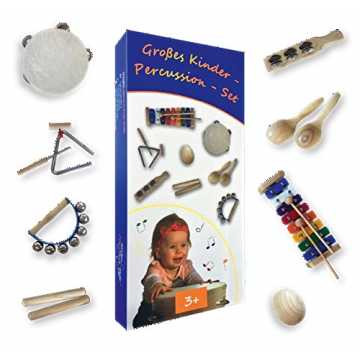 Großes Kinder-Percussion-Set,hochwertige Kinder Instrumente aus Holz, 10-teilg (FSC-zertifiziert) bestehend aus Glock...