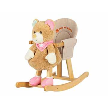 y Schaukelbär | Schaukeltier Bär Pink Rosa Braun | Für Kinder ab 1- 3 Jahre | Weich Plüsch nachhaltig