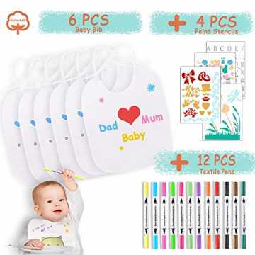Greenheimtift können Sie einige einfache und interessante Gemälde dar.. hen Zum Bemalen für Babyparty-Baby Weiße Lätzchen, Wasserdicht Sabber Lätzche... nachhaltig