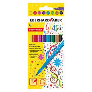 Eberhard Faber 551008 - Glitzer Fasermaler im Kartonetui, 8er