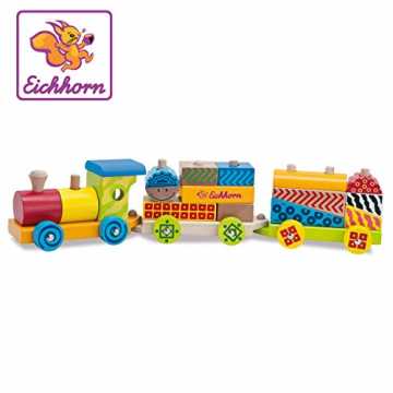 00002223 - Kleiner Zug mit 15 Bausteinen, 18-tlg., 41cm lang, Birkenholz nachhaltig