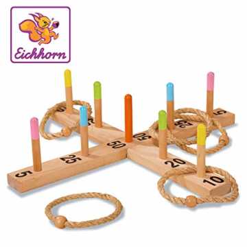 00004505 - Outdoor Ringwurfspiel - 50x50cm mit 5 Wurfringen, 1 Kreuz, 9 Spiel... nachhaltig