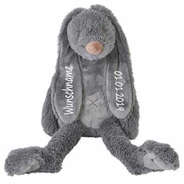 Greenheimhochwertige Artikel ausgesucht und individuell für Sie angef.. e Stofftier Hase mit Namen und Geburtsdatum personalisiert Geschenk 30cm grau nachhaltig