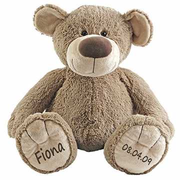 e Stofftier Teddy Bär Geschenk mit Namen und Geburtsdatum personalisiert 30cm nachhaltig