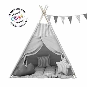 Greenheim, mit anderen Kindern in Kontakt zu kommen, einender näher z.. w Tipi INDIANERZELT DOPPELT Gepolsterter Decke nachhaltig