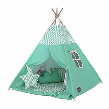 w Tipi INDIANERZELT SPIELZELT DOPPELT Gepolsterter Decke Mint nachhaltig