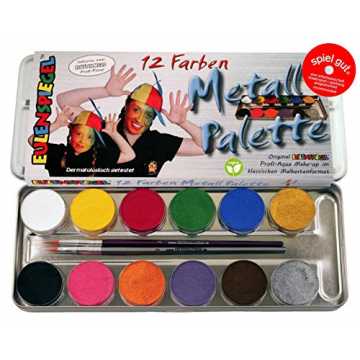 el Schminkpalette aus Metall mit 12 Farben und 2 Profipinsel, 1 Stück nachhaltig